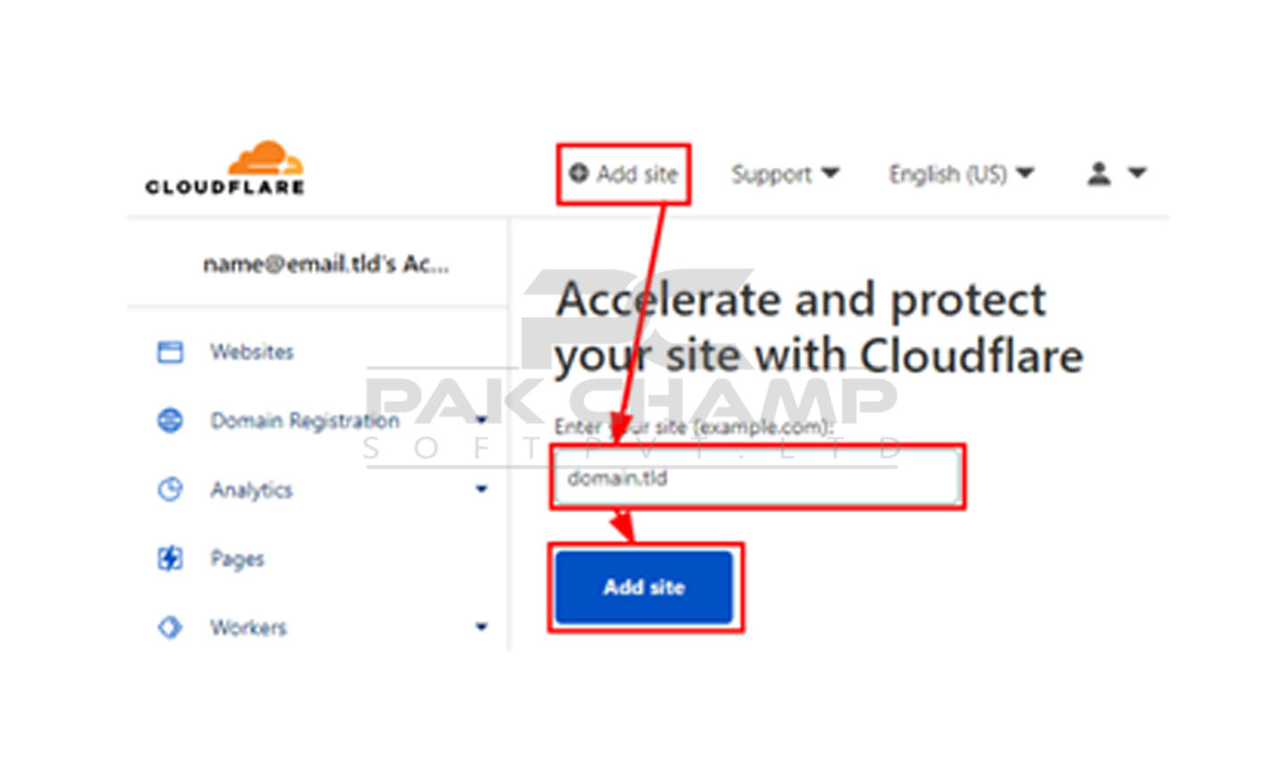 enter your domain name to add it to Cloudflare