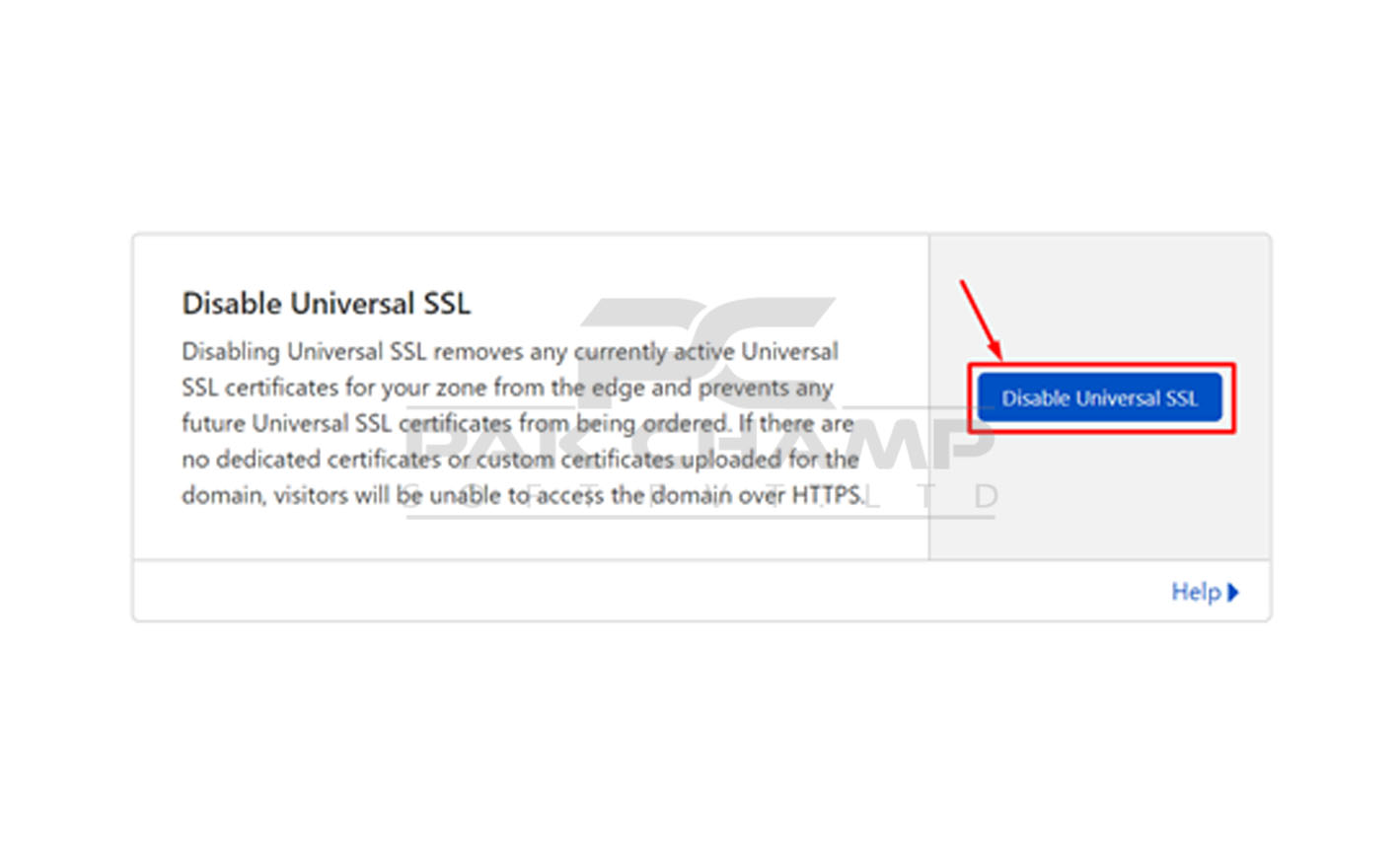 Disable Universal SSL section 